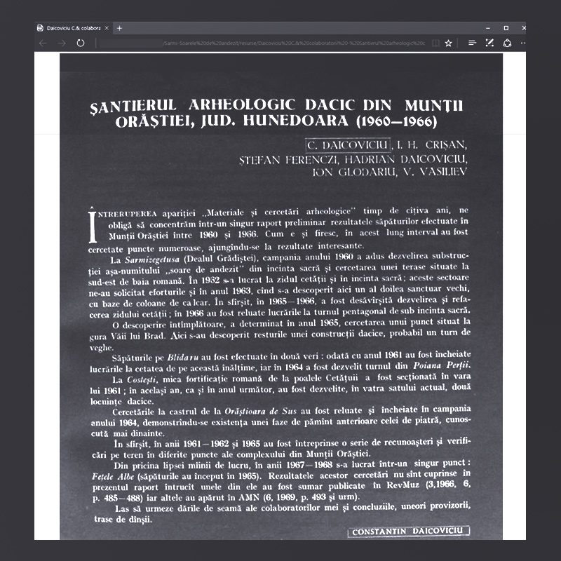 Soarele de andezit 1966 daicoviciu