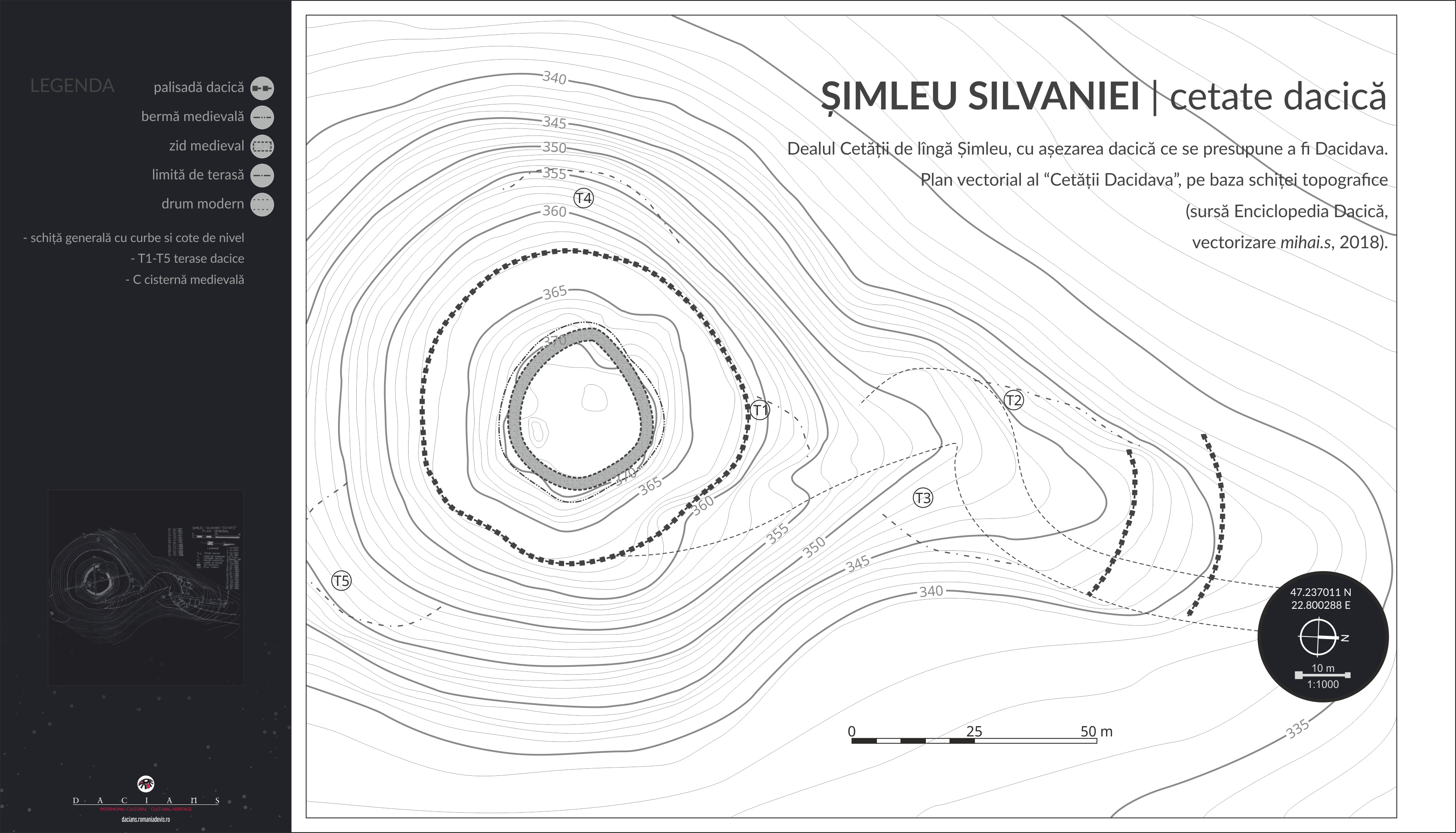 cetatea dacica dacidava plan topo
